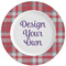 Red & Gray Plaid Ceramic Plate w/Rim