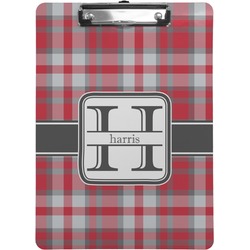 Red & Gray Plaid Clipboard (Letter Size) (Personalized)