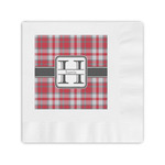 Red & Gray Plaid Coined Cocktail Napkins (Personalized)