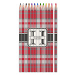 Red & Gray Plaid Colored Pencils (Personalized)