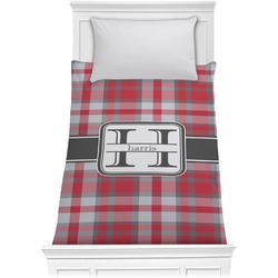 Red & Gray Plaid Comforter - Twin (Personalized)