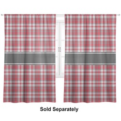 Red & Gray Plaid Curtain Panel - Custom Size