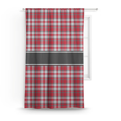 Red & Gray Plaid Curtain Panel - Custom Size