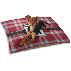 Red & Gray Plaid Dog Bed - Small w/ Name and Initial