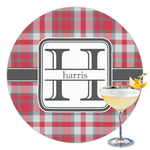 Red & Gray Plaid Printed Drink Topper - 3.5" (Personalized)