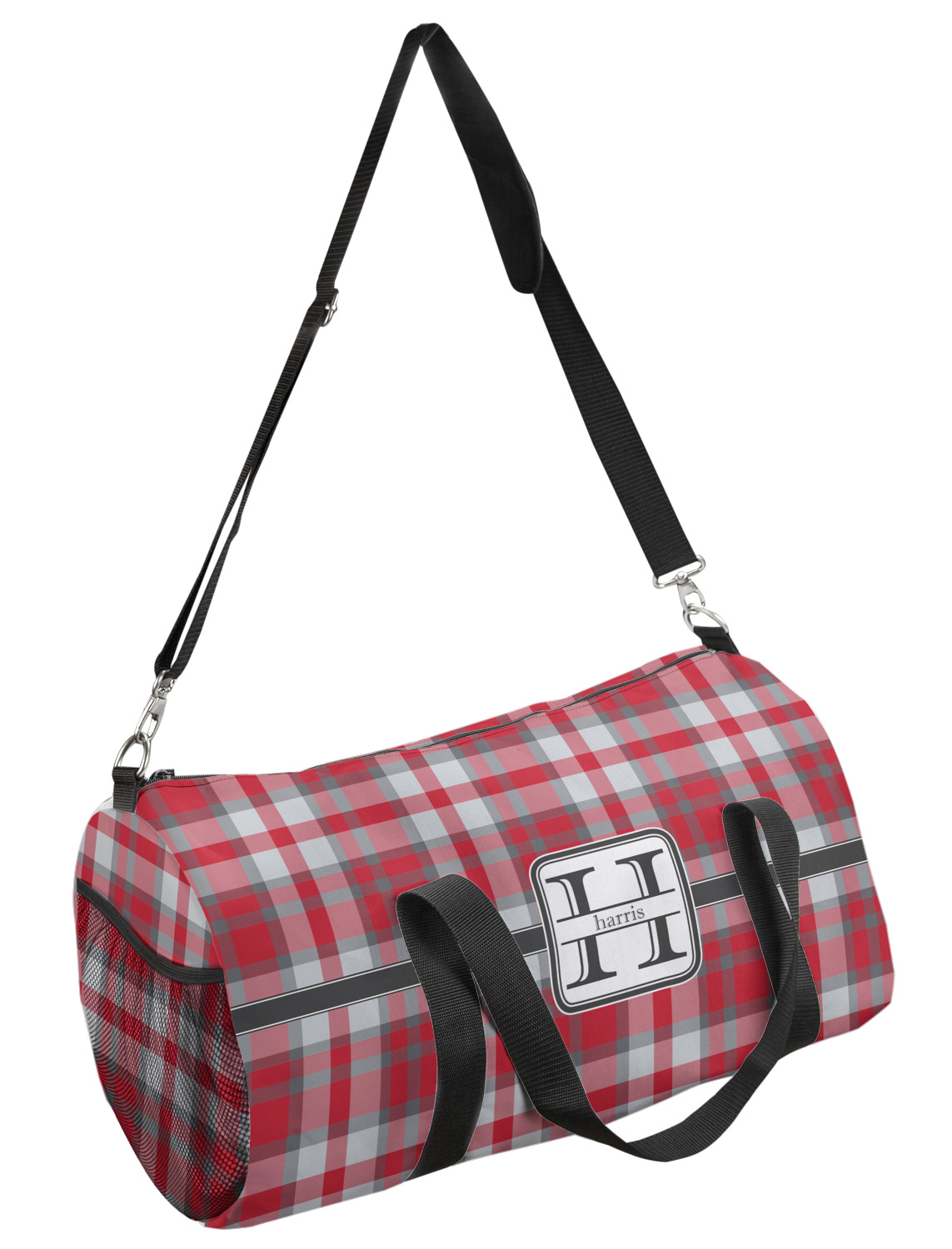 Red & Gray Plaid Duffel Bag - Large (Personalized) - YouCustomizeIt