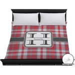 Red & Gray Plaid Duvet Cover - King (Personalized)