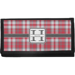 Red & Gray Plaid Canvas Checkbook Cover (Personalized)