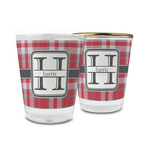 Red & Gray Plaid Glass Shot Glass - 1.5 oz (Personalized)