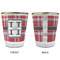 Red & Gray Plaid Glass Shot Glass - with gold rim - APPROVAL