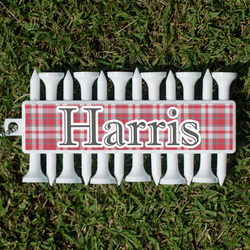 Red & Gray Plaid Golf Tees & Ball Markers Set (Personalized)