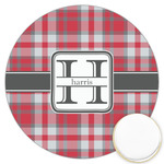 Red & Gray Plaid Printed Cookie Topper - 3.25" (Personalized)