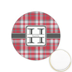 Red & Gray Plaid Printed Cookie Topper - 1.25" (Personalized)