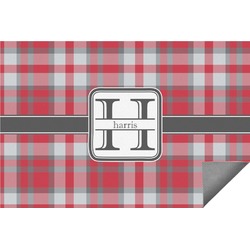 Red & Gray Plaid Indoor / Outdoor Rug - 6'x8' w/ Name and Initial