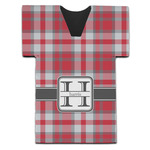 Red & Gray Plaid Jersey Bottle Cooler (Personalized)