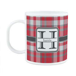 Red & Gray Plaid Plastic Kids Mug (Personalized)