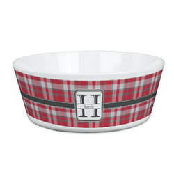 Red & Gray Plaid Kid's Bowl (Personalized)
