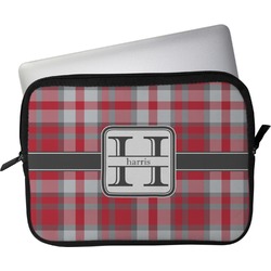 Red & Gray Plaid Laptop Sleeve / Case - 13" (Personalized)