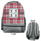 Red & Gray Plaid Large Backpack - Gray - Front & Back View