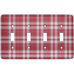 Red & Gray Plaid Light Switch Cover (4 Toggle Plate)