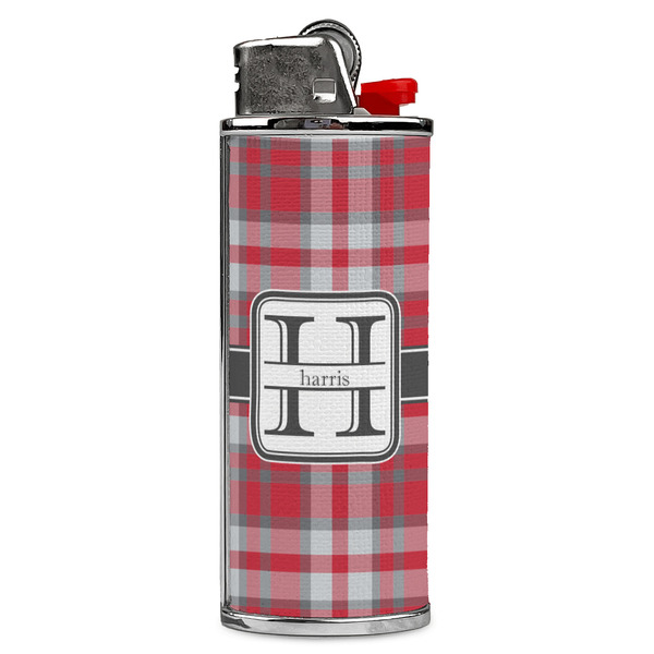 Custom Red & Gray Plaid Case for BIC Lighters (Personalized)