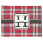 Red & Gray Plaid Single-Sided Linen Placemat - Single w/ Name and Initial