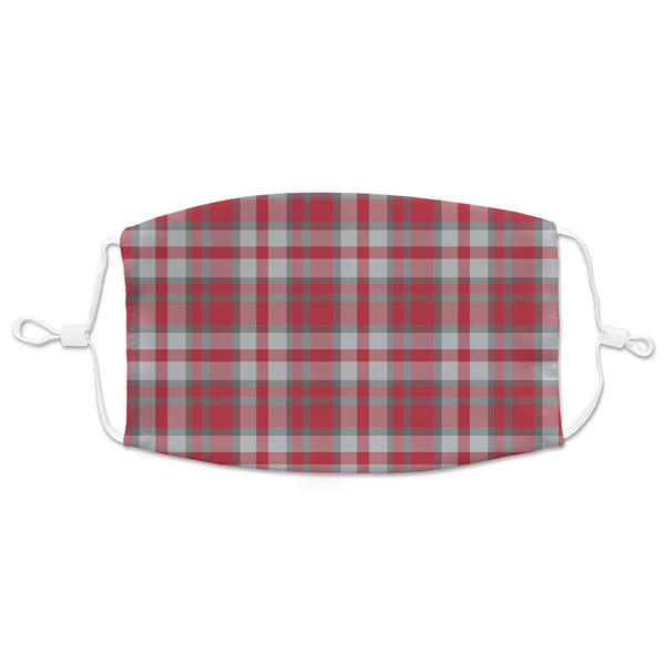 Custom Red & Gray Plaid Adult Cloth Face Mask - XLarge