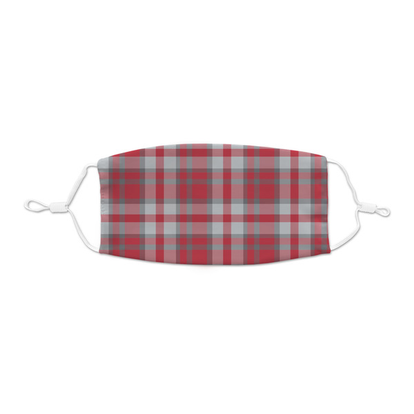 Custom Red & Gray Plaid Kid's Cloth Face Mask - XSmall