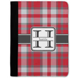 Red & Gray Plaid Notebook Padfolio - Medium w/ Name and Initial