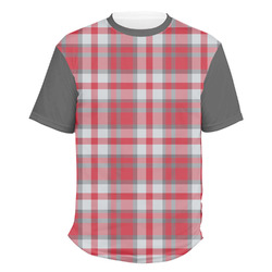 Red & Gray Plaid Men's Crew T-Shirt