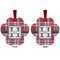 Red & Gray Plaid Metal Paw Ornament - Front and Back