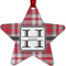 Red & Gray Plaid Metal Star Ornament - Front