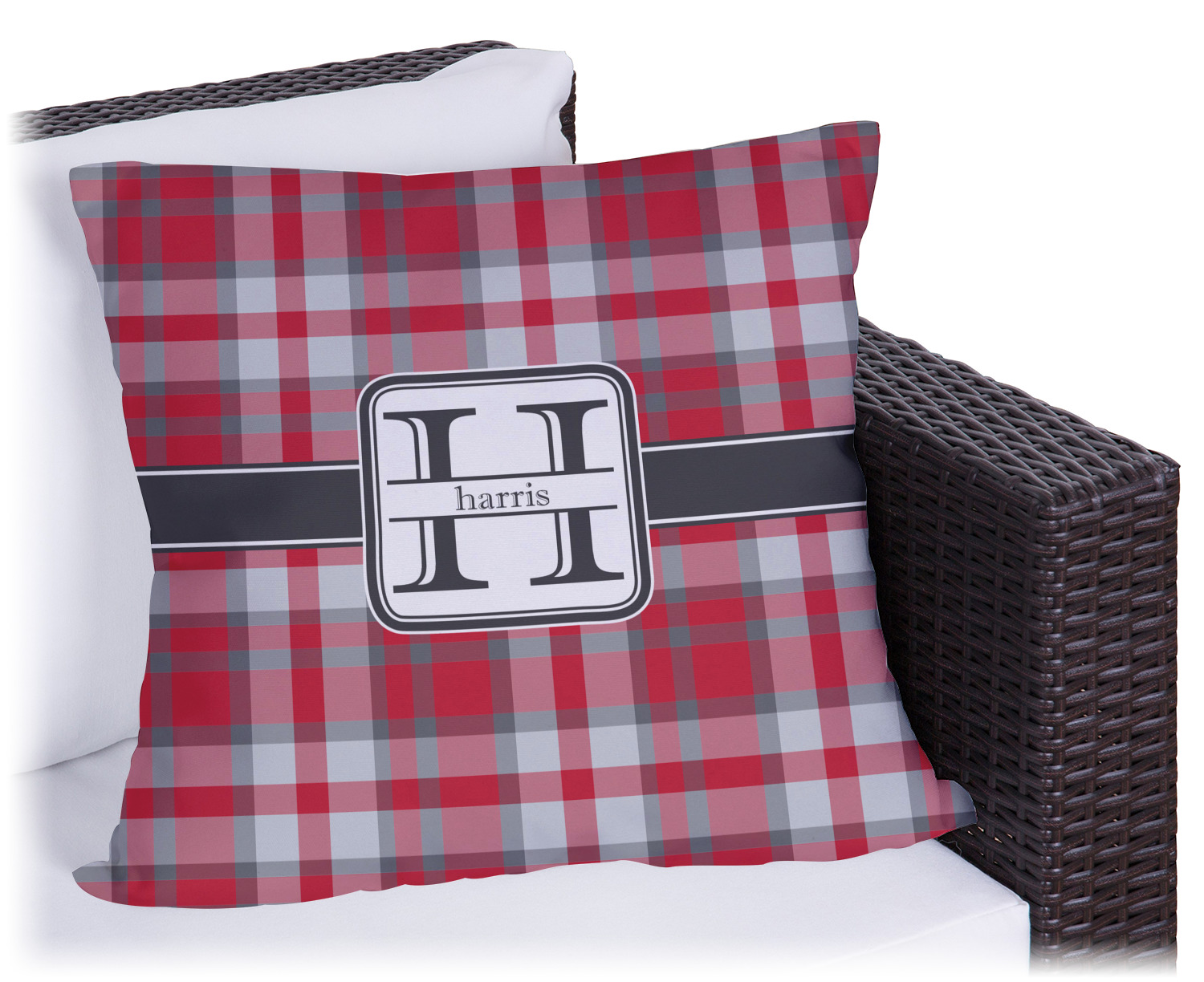 Red & Gray Plaid Outdoor Pillow (Personalized) - YouCustomizeIt