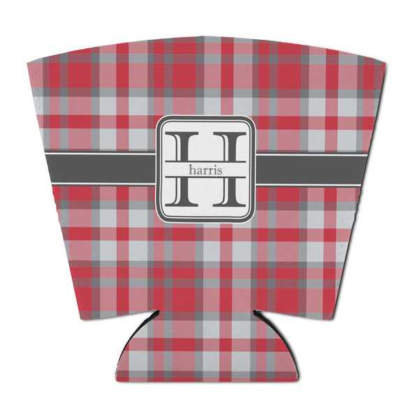 Custom Red & Gray Plaid Party Cup Sleeve - with Bottom (Personalized)