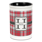 Red & Gray Plaid Ceramic Pencil Holders - Black