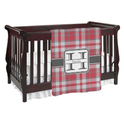 Red & Gray Plaid Baby Blanket (Single Sided) (Personalized)
