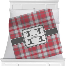 Red & Gray Plaid Minky Blanket - 40"x30" - Double Sided (Personalized)
