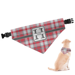 Red & Gray Plaid Dog Bandana - Medium (Personalized)