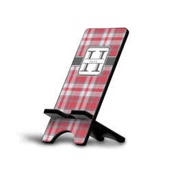 Red & Gray Plaid Cell Phone Stand (Small) (Personalized)