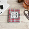 Red & Gray Plaid Playing Cards - In Context