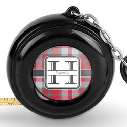 Red & Gray Plaid Pocket Tape Measure - 6 Ft w/ Carabiner Clip (Personalized)