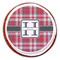 Red & Gray Plaid Printed Icing Circle - Large - On Cookie