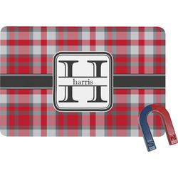 Red & Gray Plaid Rectangular Fridge Magnet (Personalized)