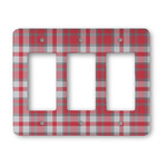 Red & Gray Plaid Rocker Style Light Switch Cover - Three Switch