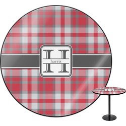 Red & Gray Plaid Round Table (Personalized)