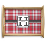 Red & Gray Plaid Natural Wooden Tray - Large (Personalized)