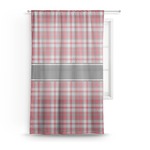 Red & Gray Plaid Sheer Curtain