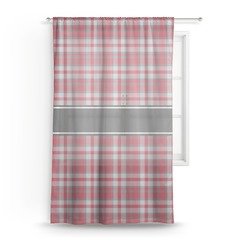 Red & Gray Plaid Sheer Curtain - 50"x84"