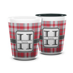 Red & Gray Plaid Ceramic Shot Glass - 1.5 oz (Personalized)