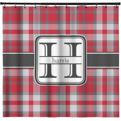 Red & Gray Plaid Shower Curtain - 71" x 74" (Personalized)